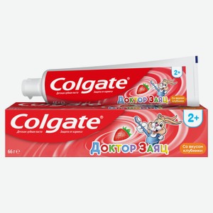 Детская зубная паста Colgate Доктор заяц Вкус клубники защита от кариеса с фторидом, 50 мл