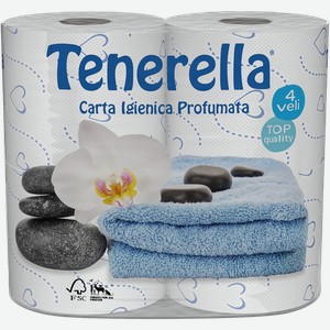 Туалетная бумага 4х слойная Тенерелла белая 150 листов Толентино м/у, 4 шт