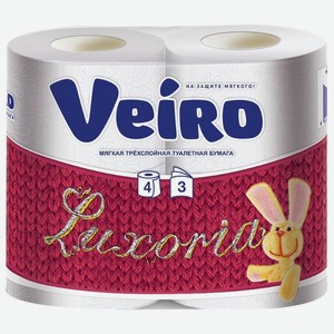 Туалетная бумага Veiro Luxoria 3 слоя, 4 рулона