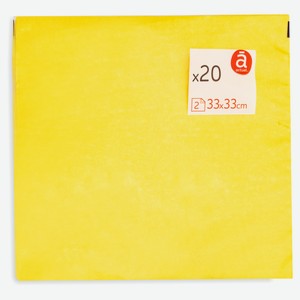 Салфетки бумажные Actuel 2-слойные желтые 33х33 см, 20 шт