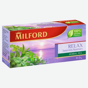 Напиток чайный Milford Relax Мята курчавая-Розмарин в пакетиках, 20х1,75 г