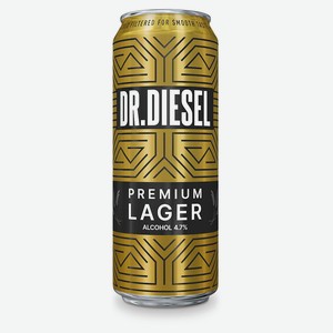 Пиво Doctor Diesel Premium Lager светлое фильтрованное 4,7%, 430 мл