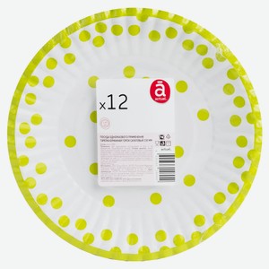 Набор тарелок Actuel бумажных картон горох салатовый d 230, 12шт