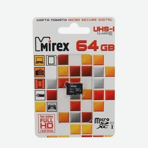 Карта памяти Mirex MicroSDXC 64Gb Class 10 UHS-I 13612-MC10SD64