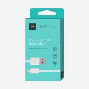 Дата-кабель BoraSCO USB - micro USB, 1м, белый