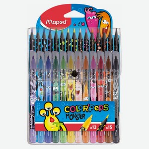 Набор для рисования Maped 12 фломастеров + 15 цветных карандашей