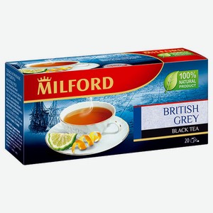 Чай черный Milford British Grey с Био маслом бергамота в пакетиках, 20х1,75 г