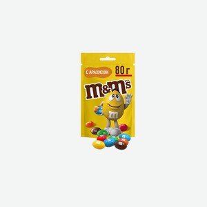 Драже M&M`s с арахисом и молочным шоколадом покрытое хрустящей разноцветной глазурью 80 г