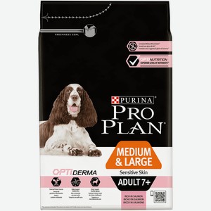 Корм Purina Pro Plan для собак старше 7 лет средних и крупных пород с чувствительной кожей, с высоким содержанием лосося (14 кг)
