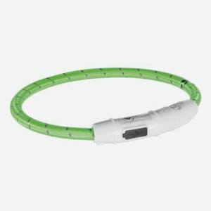 Trixie мигающий (светящийся) ошейник USB, нейлон, зелёный (55 г)