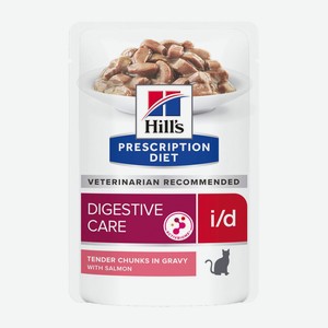 Hill s вет.консервы влажный диетический корм для кошек i/d при расстройствах пищеварения, жкт, с лососем (85 г)