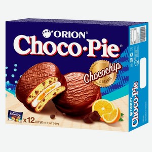Пирожное Orion Choco Pie c апельсиновым джемом и шоколадной крошкой, 360 г