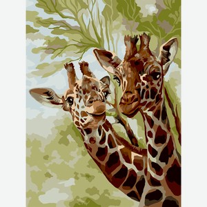 Картина по номерам на картоне ТРИ СОВЫ  Жирафы в саванне , 30*40, с акриловыми красками и кистями