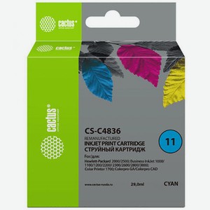 Картридж струйный CS-C4836 голубой для №11 HP 2000/2500/1000/1100/1200 (29ml) Cactus