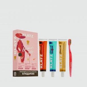 Набор Зубная паста Апероль шприц+Вечерний вермут+Соблазнительный просекко и зубная щетка для взрослых, средняя KLATZ Glamour Only Kit