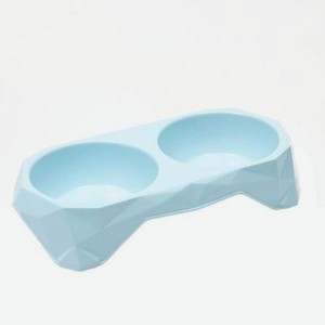 Миска Пижон пластиковая двойная 33х16.5х6.5 см голубая 400 мл