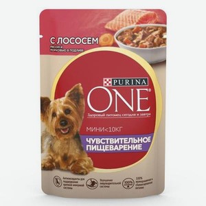 Корм для собак Purina One Mini мелких пород чувствительное пищеварение лосось-рис-морковь 85г