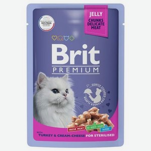 Корм для кошек Brit 85г Premium индейка с сыром в желе