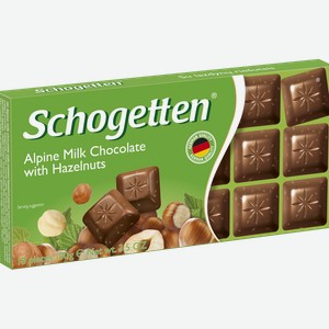 Шоколад молочный Schogetten Alpine Milk Chokolate with Hazelnuts с обжаренным фундуком 100 г
