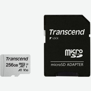 Карта памяти microsdxc UHS-I U3 Transcend 256 ГБ, 100 МБ/с, Class 10, TS256GUSD300S-A, 1 шт., переходник SD