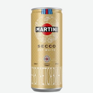 Напиток Мартини Секко виноградосодержащий газированный белый полусухой 10% 0,25л