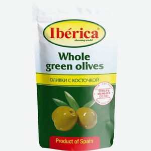 Оливки зеленые  Иберика  с косточкой д/п 180г
