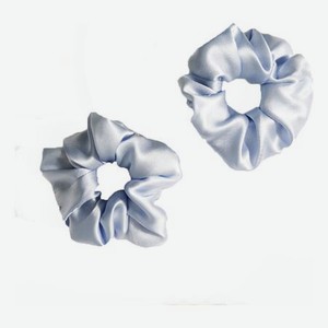 Резинки для волос из натурального шелка широкие Ayris Silk 2шт: Серебристо- голубой