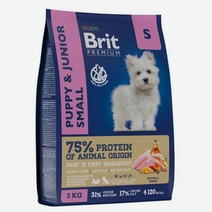 Корм для собак Brit Premium Dog Puppy and Junior Small с курицей 3 кг