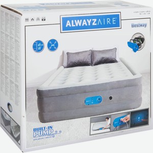 Кровать надувная двуспальная Bestway Alwayzaire 493966 со встроенным воздушным насосом, 203×152×46 см