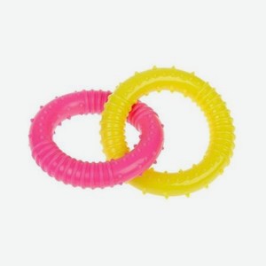 Игрушка для собак Uniglodis Кольца с шипами розовый/желтый