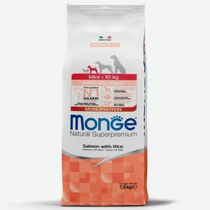 Корм для щенков MONGE 7.5кг Dog Speciality Line Monoprotein мелких пород лосось-рис