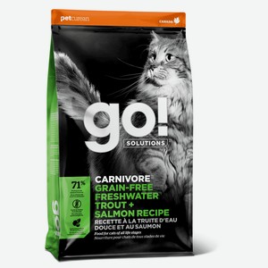 Корм GO! Solutions беззерновой для котят и кошек с чувствительным пищеварением с форелью и лососем (7,26 кг)