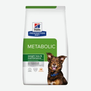 Hill s Prescription Diet сухой диетический корм для собак Metabolic способствует снижению и контролю веса, с курицей (4 кг)