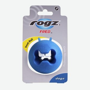Rogz игрушка с отверстиями для лакомств и массажными насечками, средняя, синяя (50 г)