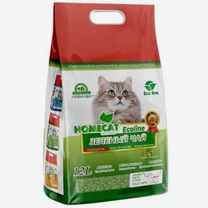 Наполнитель для кошачьих туалетов HOMECAT Ecoline комкующийся с ароматом зеленого чая 12л
