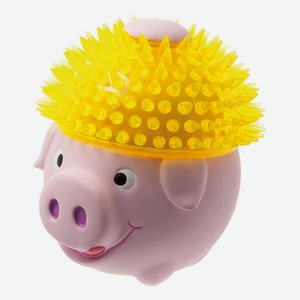 Игрушка для собак ZooOne Свинка в шапке из TPR желтая 11 см
