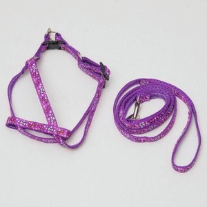 Комплект для собаки Пижон «Звёздные косточки» поводок 120 см шлейка 23-35 см фиолетовый