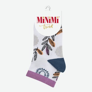 Носки женские MINIMI TREND 4210 с рисунком Листья - Bianco/Jeans, листья, 35-38