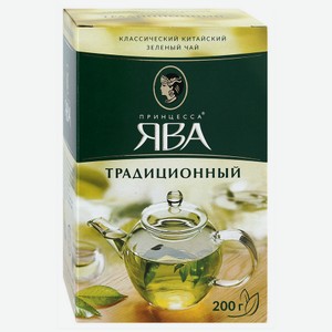 Чай зелёный Принцесса Ява традиционный листовой, 200 г, картонная ...