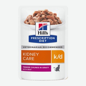 Hill s вет.консервы влажный диетический корм для кошек k/d при хронической болезни почек, с говядиной (85 г)
