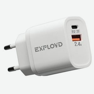 Сетевое зарядное устройство Exployd Rash EX-Z-1128 USB 2.4A QC3.0 PD 20W белое