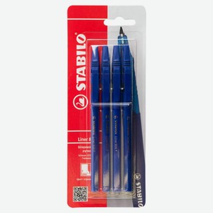 Набор шариковых ручек Stabilo Liner 808 0,3 мм синие, 4 шт
