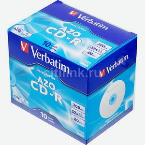Оптический диск CD-R Verbatim 700МБ 52x, 10шт., jewel case [43327]