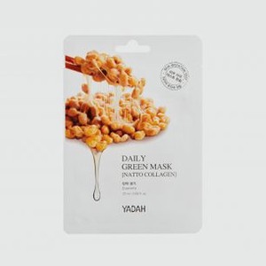 Маска на тканевой основе для эластичности кожи с соей YADAH Daily Green Mask-natto Collagen 1 шт