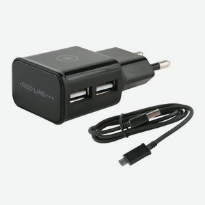 Сетевое зарядное устройство Redline NT-2A 2.1A + кабель microusb черный (УТ000013638)