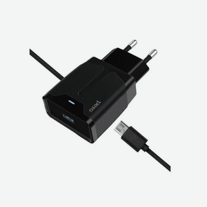 Сетевое зарядное устройство PERO TC04 1USB 2.1A + MICRO-USB CABLE черный