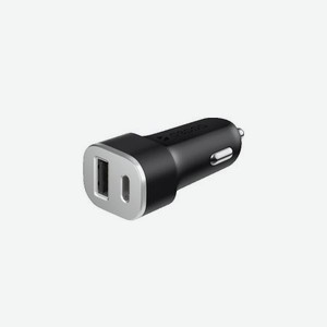 Автомобильное зарядное устройство Deppa USB Type-C + USB A QC 3.0 Power Delivery 18Вт Ultra черный