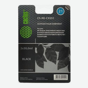 Заправочный набор Cactus CS-RK-C9351 черный60мл для HP DJ 3920/3940/D1360/D1460/D1470/D1560/D2330