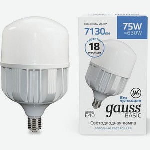 Лампа LED GAUSS E40, цилиндр, 75Вт, 11734382, одна шт.
