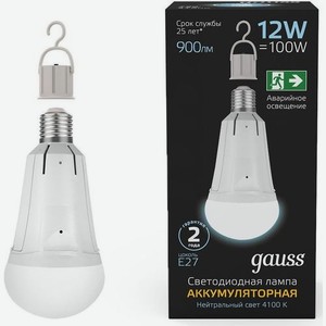 Лампа LED GAUSS E27, груша, 12Вт, 102002212, одна шт.